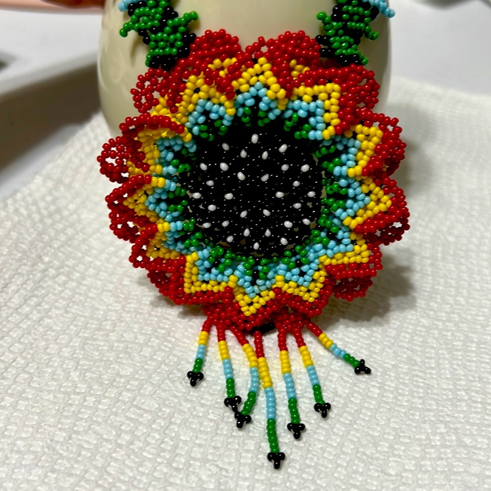 Huichol art Multi color bead handmade necklace
